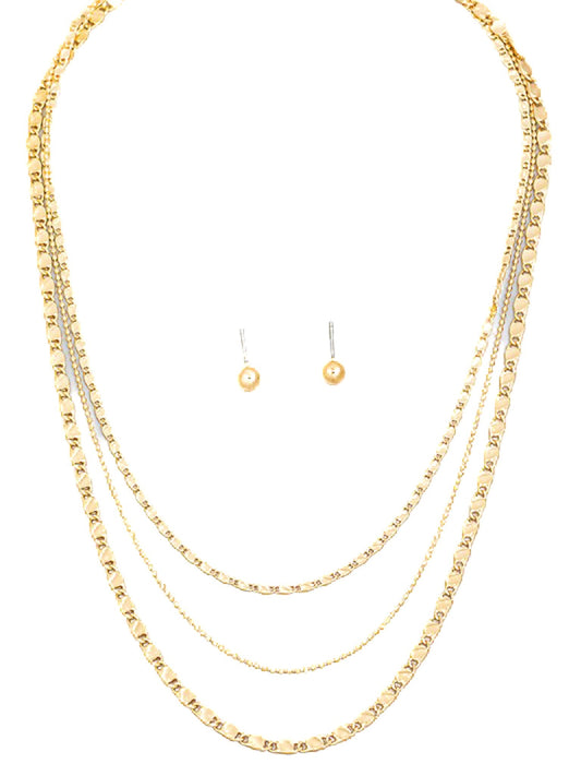 Brass Layered Mixed Chain Necklace