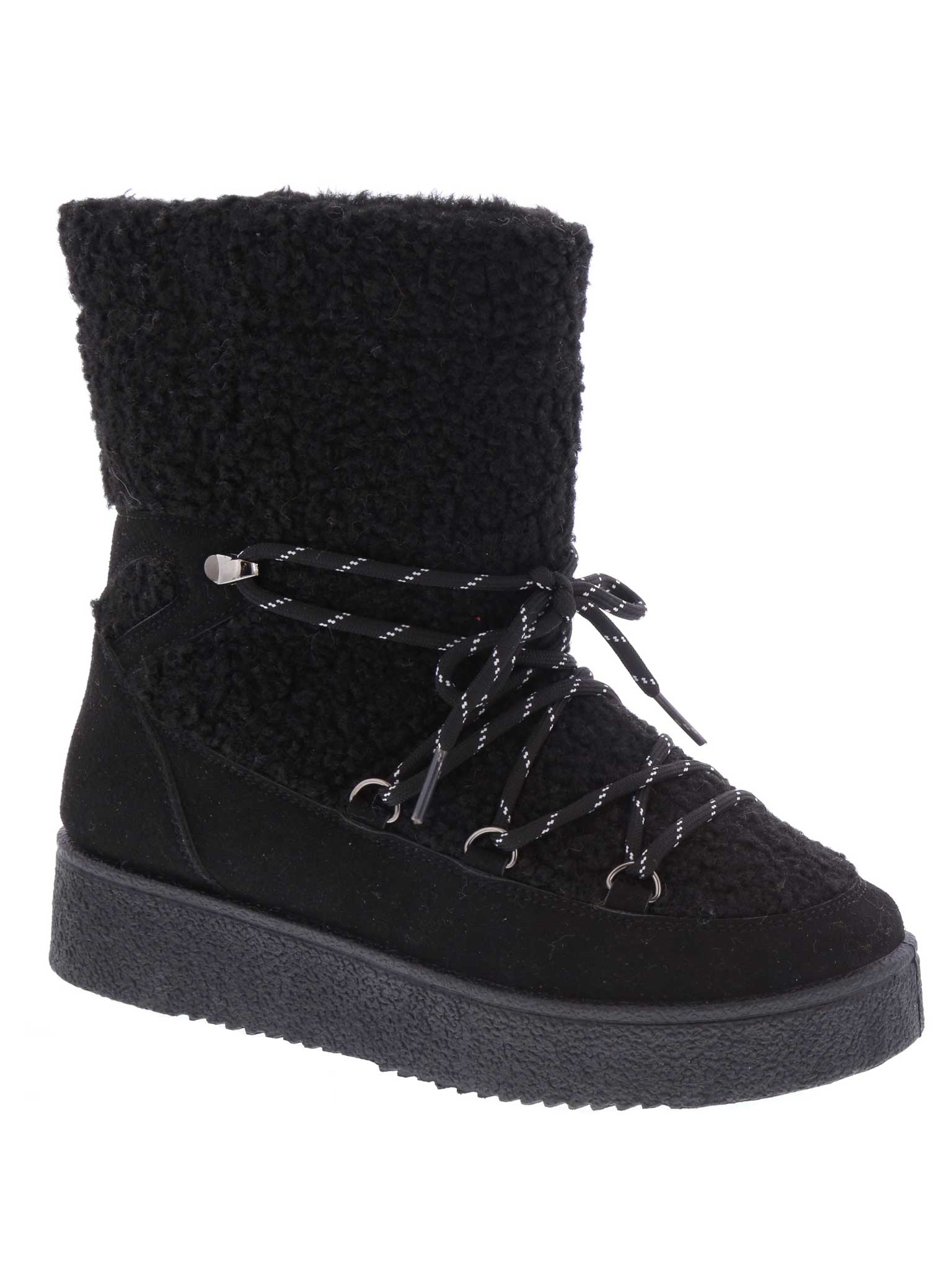 Fleece Lace Up Winter Boots