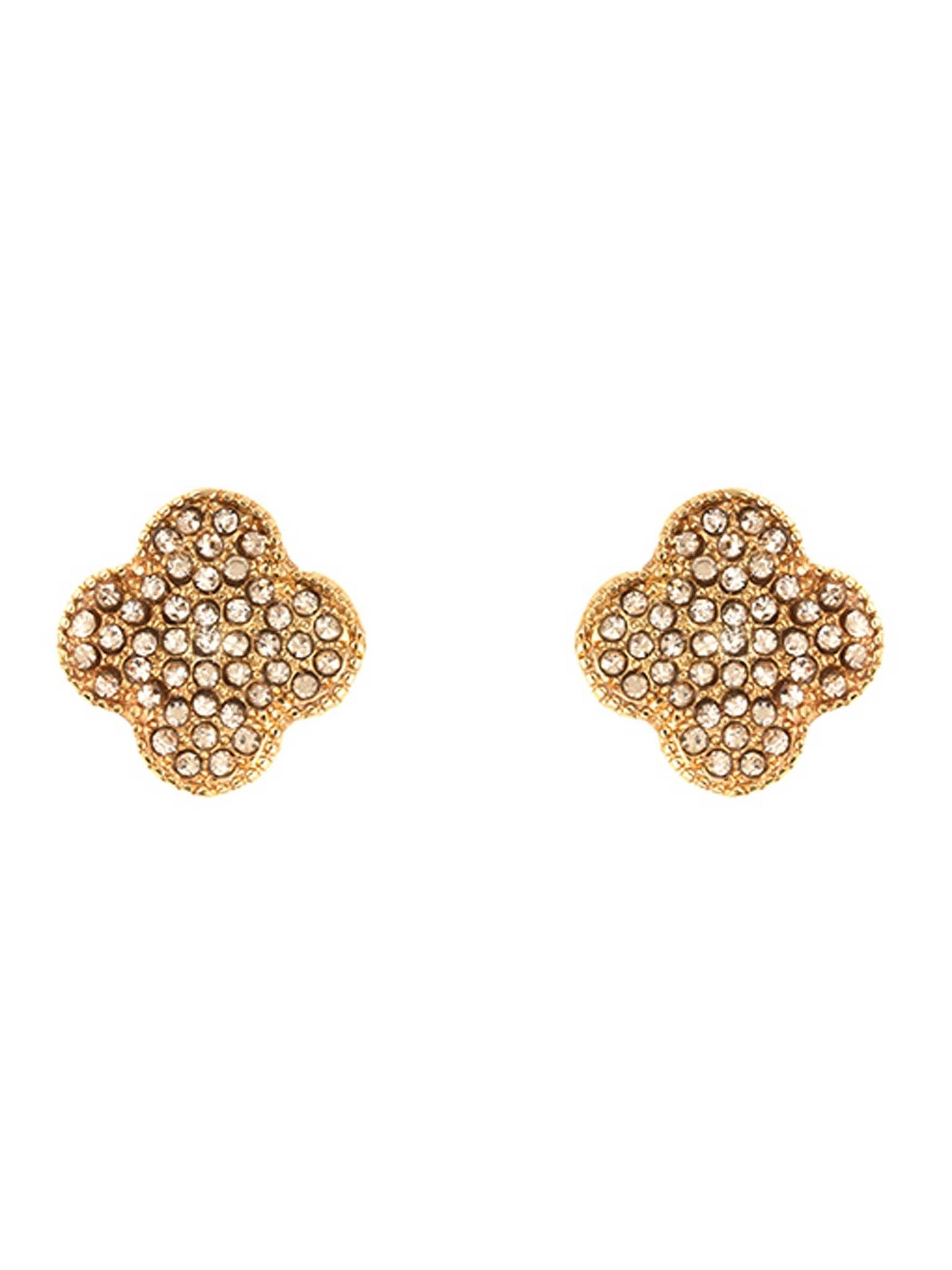 15mm Rhinestone Clover Post Earring